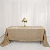 60"x126" Natural Faux Burlap Rectangle Tablecloth, Boho Chic Jute Table Linen