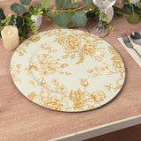 6 Pack White Gold French Toile Acrylic Charger Plates