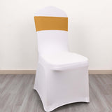 5 Pack Gold Spandex Chair Sashes with Gold Diamond Buckles, Elegant Stretch Chair Bands and Slide