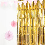 8ft Gold Metallic Tinsel Foil Fringe Doorway Curtain Party Backdrop