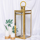 22inch Gold Vintage Top Stainless Steel Candle Lantern Centerpiece Outdoor Metal Patio Lantern