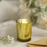 12 Pack | 2inch Gold Mercury Glass Candle Holders, Votive Tealight Holders - Speckled Design