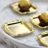 12 Pack | Gold Square Baroque Mini Party Favor Candy Tray Treat Gift Display Serving Plate