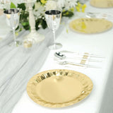 25 Pack | 9inch Geometric Metallic Gold Foil Dinner Paper Plates, Disposable Party Plates - 400 GSM