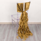 5 Pack Gold Curly Willow Chiffon Satin Chair Sashes