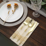 24 Pack | Gold / Clear Glittered European Plastic Silverware Set with Roman Column Handle