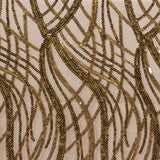 90x156inch Gold Wave Mesh Rectangular Tablecloth With Embroidered Sequins#whtbkgd