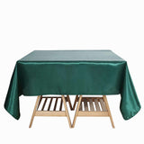 72" x 72" Hunter Emerald Green Satin Square Tablecloth Overlay