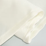 120 Ivory Seamless Lamour Satin Round Tablecloth for 5 Foot Table With Floor-Length Drop