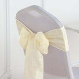 5 Pack | Ivory Linen Chair Sashes, Slubby Textured Wrinkle Resistant Sashes