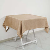 54"x54" Natural Faux Burlap Square Tablecloth, Boho Chic Jute Table Linen