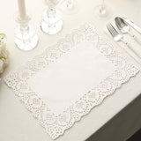 100 Pcs | 14inch x 10inch Rectangle White Lace Paper Doilies, Food Grade Paper Placemats