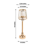 2-Pack 15" Crystal Pendant Candle Holders Lamp Shade Style in Gold, Votive Candle Stand