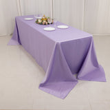 90x156inch Lavender Lilac Seamless Lamour Satin Rectangle Tablecloth for 8 Foot Table