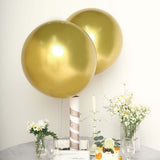 5 Pack | 18Inch Metallic Chrome Gold Latex Helium or Air Party Balloons