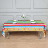 5 Pack Mexican Serape Rectangle Plastic Table Covers Cinco De Mayo Theme PVC Waterproof