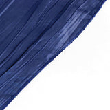 132inch Navy Blue Accordion Crinkle Taffeta Seamless Round Tablecloth