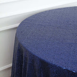 132inch Navy Blue Premium Sequin Round Tablecloth, Sparkly Tablecloth