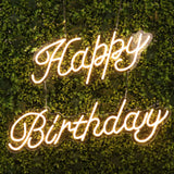 32Inch Happy Birthday Neon Light Sign, LED Reusable Wall Décor Lights With 5ft Hanging Chain#whtbkgd