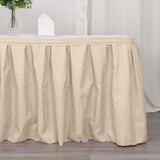 21ft Nude Pleated Polyester Table Skirt, Banquet Folding Table Skirt