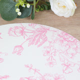 10 Pack 13inch Disposable Placemats in French Toile Floral Pattern, White Pink Cardboard Paper