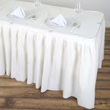 17ft Ivory Pleated Polyester Table Skirt, Banquet Folding Table Skirt