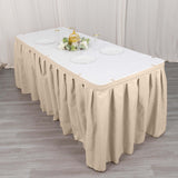 21ft Nude Pleated Polyester Table Skirt, Banquet Folding Table Skirt