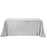 90x156" Silver Premium Sequin Rectangle Tablecloth