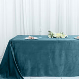 90Inchx156Inch Peacock Teal Seamless Premium Velvet Rectangle Tablecloth, Reusable Linen