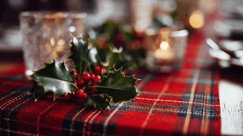 Classic Red and Green Christmas Table Runner Styling
