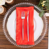 5 Pack Red Striped Satin Linen Napkins, Wrinkle-Free Reusable Wedding Napkins