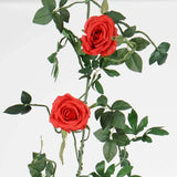 6ft | Red Real Touch Artificial Rose & Leaf Flower Garland Vine