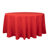 120inch Red 200 GSM Seamless Premium Polyester Round Tablecloth