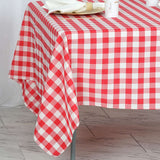 70"x70" White Red Buffalo Plaid Square Table Overlay, Gingham Polyester Checkered Table Overlay