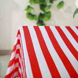 90"x156" | Stripe Satin Rectangle Tablecloth | Red & White | Seamless