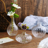 Set of 3 | Clear Glass Ribbed Design Mini Flower Bud Vases, Table Centerpiece Set - Assorted Sizes