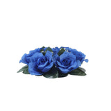 4 Pack | 3inches Royal Blue Artificial Silk Rose Flower Candle Ring Wreaths