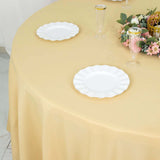 120inch Champagne 200 GSM Seamless Premium Polyester Round Tablecloth