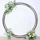 8ft Neutral Brown Wood DIY Round Wedding Arch Backdrop Stand, Rustic Photo Backdrop Stand