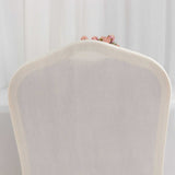 Ivory Ruffle Pleated Skirt Banquet Spandex Chair Slipcover, 1-Piece Stretch Fitted Chair Cover