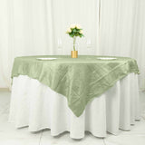 72x72inch Sage Green Accordion Crinkle Taffeta Table Overlay, Square Tablecloth Topper