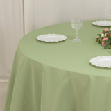 120" Sage Green Seamless Premium Polyester Round Tablecloth - 220GSM for 5 Foot Table