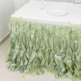 14ft Sage Green Curly Willow Taffeta Table Skirt