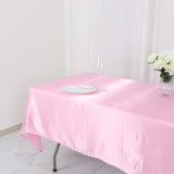 60"x102" Pink Smooth Satin Rectangular Tablecloth