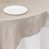 72x72inch Silver Lamour Satin Table Overlay, Square Tablecloth Topper