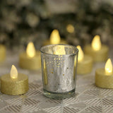 12 Pack | 2inch Silver Mercury Glass Candle Holders, Votive Tealight Holders - Speckled Design