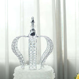 14inch Metallic Silver Crystal-Bead Royal Crown Cake Topper, Centerpiece