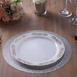 6 Pack | Silver Sparkle Placemats, Non Slip Decorative Round Glitter Table Mat