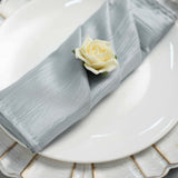 5 Pack | Silver Accordion Crinkle Taffeta Dinner Napkins | 20x20Inch