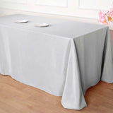 90"x132" Silver Polyester Rectangular Tablecloth